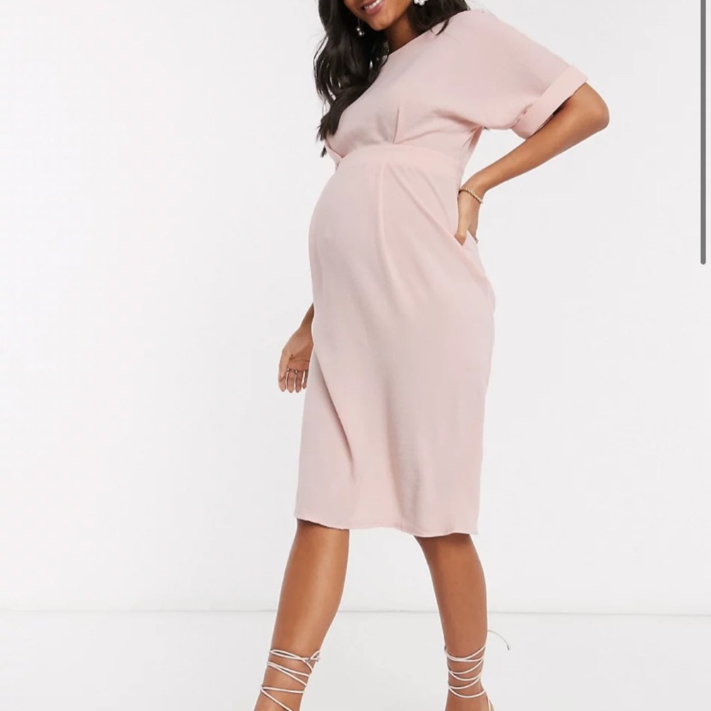 ASOS design maternity wiggle dress in blush pink